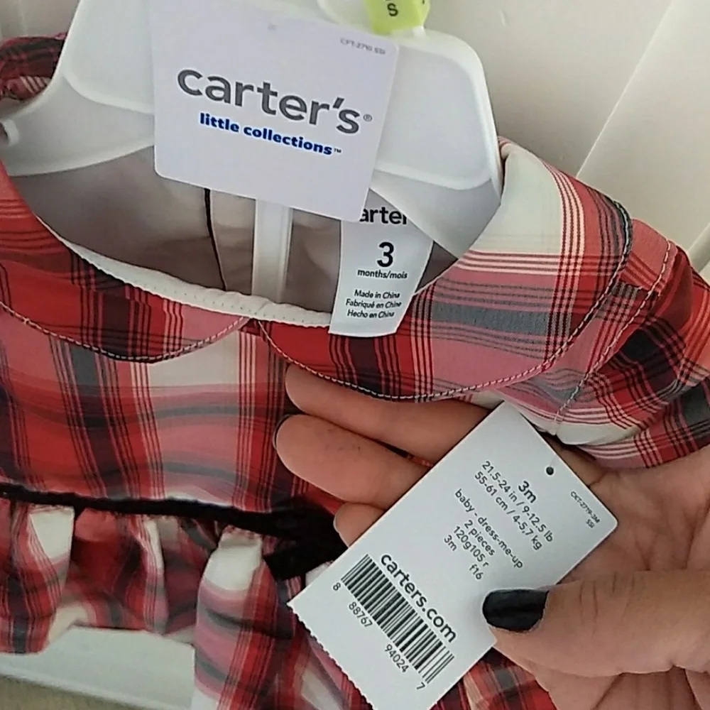 NWT Carter’s Baby Girl Red Plaid Special Occasion Dress (3M)